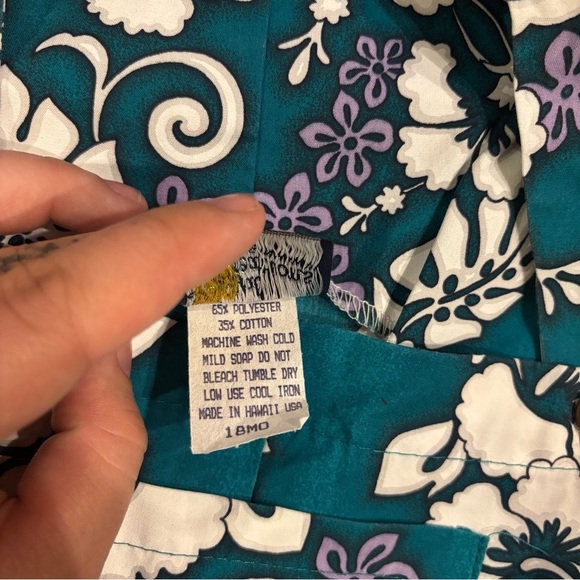 Baby overalls 18M Vintage made in Hawaii Tropical Floral Teal - Picture 6 of 6